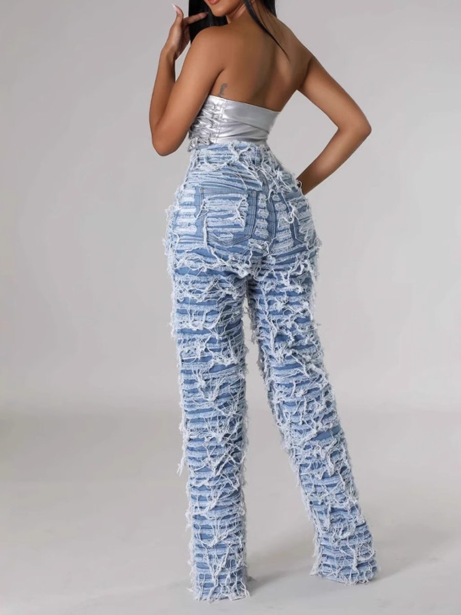 Fab High-Waisted Fringed Jeans (⏰⏰Free Shipping)
