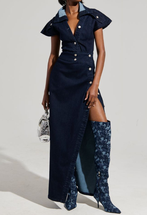 Stylish Navy Denim Maxi Dress （⏰⏰Free Shipping）